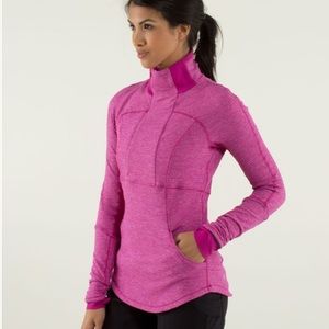 Lululemon Base Runner 1/2 Zip pullover in Mini Check Pique Raspberry / Raspberry